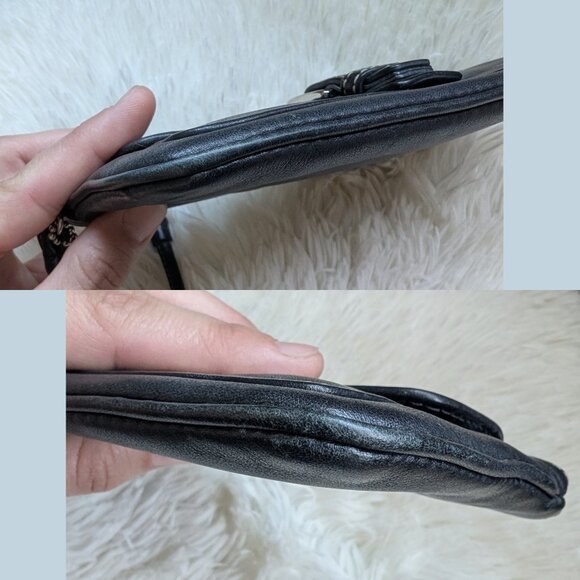 Coach, Large Hampton Black Buckle Leather Wristlet, Vintage - Picture 10 of 11